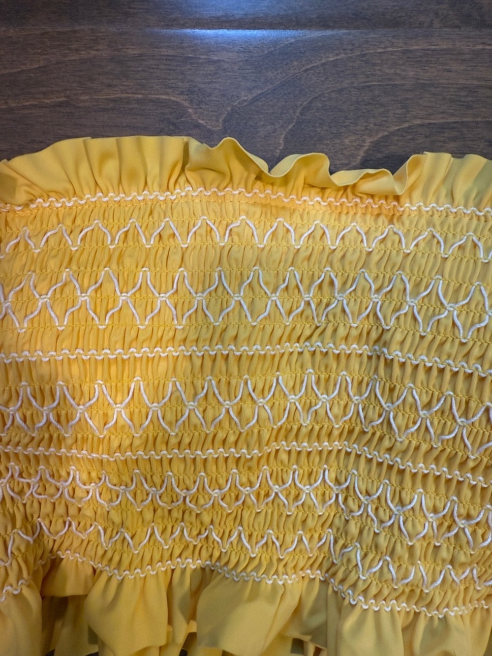 Yellow Smocked Ruffle Bikini Set - Picture 4 of 4